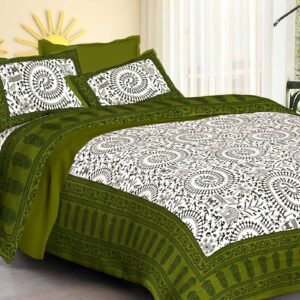 Rajasthani Traditionally Printed Cotton Doublebed Bedsheet With Pack of 2 Pillow Covers