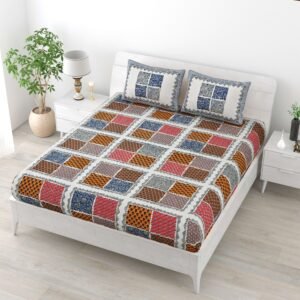Rajasthani Traditionally Printed Cotton Doublebed Bedsheet With Pack of 2 Pillow Covers